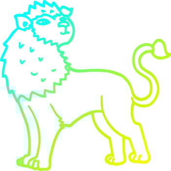 cold gradient line drawing cartoon lion vector