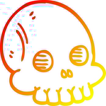 warm gradient line drawing cartoon halloween skull vector
