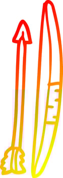warm gradient line drawing cartoon bow and arrow vector