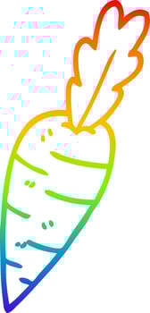 rainbow gradient line drawing cartoon organic carrot vector