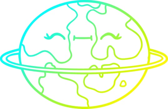 cold gradient line drawing cartoon habitable alien planet vector