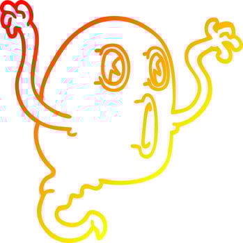 warm gradient line drawing cartoon ghost vector