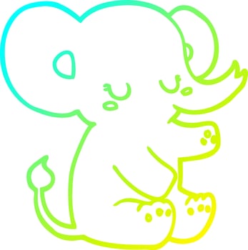 cold gradient line drawing cartoon elephant vector