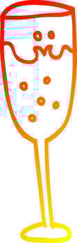 warm gradient line drawing cartoon champagne glass vector