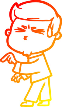warm gradient line drawing cartoon man sweating vector