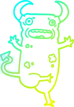 cold gradient line drawing cartoon demon vector