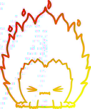 warm gradient line drawing cartoon fire creature vector