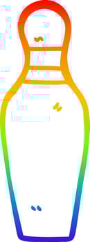 rainbow gradient line drawing cartoon bowling pin vector