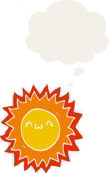 cartoon sun and thought bubble in retro style vector