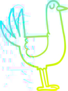 cold gradient line drawing cartoon tall bird vector