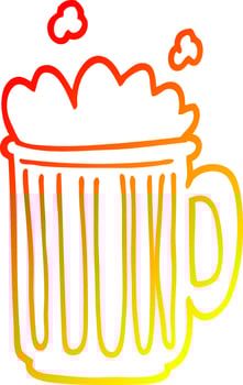 warm gradient line drawing cartoon tankard of beer vector