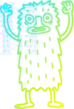 cold gradient line drawing cartoon bigfoot creature vector