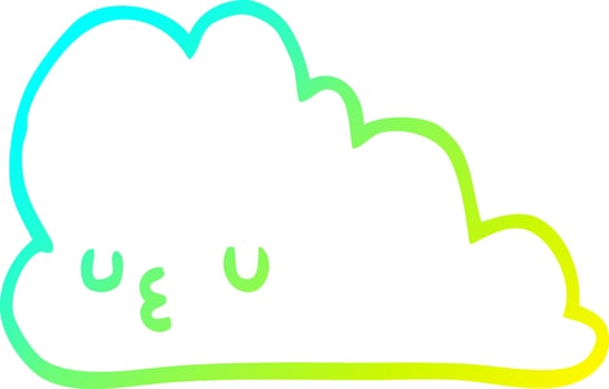 cold gradient line drawing cute cartoon cloud vector