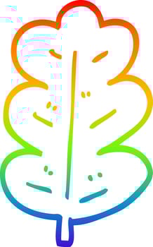 rainbow gradient line drawing cartoon oak leaf vector
