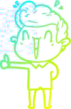 cold gradient line drawing cartoon excited man vector