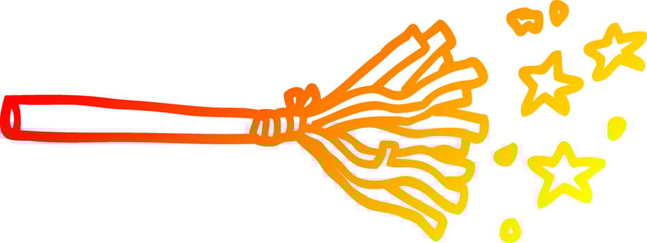 warm gradient line drawing cartoon magic broom sticks vector