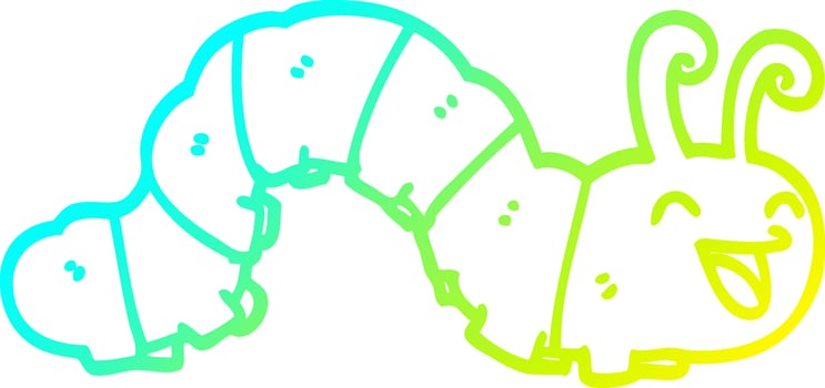 cold gradient line drawing cute cartoon caterpillar vector