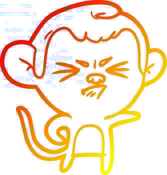 warm gradient line drawing cartoon annoyed monkey vector