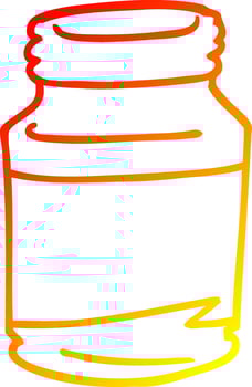 warm gradient line drawing cartoon pill jar vector