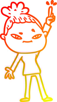 warm gradient line drawing cartoon woman vector