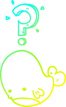 cold gradient line drawing cartoon confused whale vector