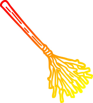 warm gradient line drawing cartoon witches broomstick vector