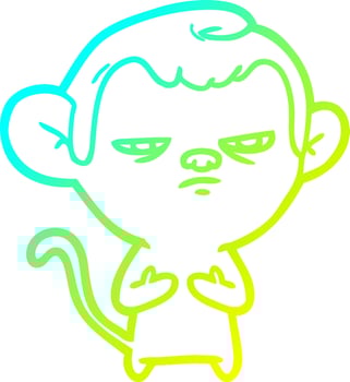cold gradient line drawing cartoon monkey vector