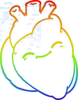 rainbow gradient line drawing cartoon happy heart vector