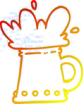 warm gradient line drawing cartoon beer tankard vector