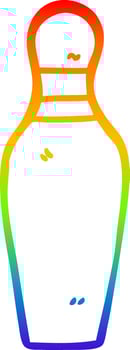 rainbow gradient line drawing cartoon bowling pin vector