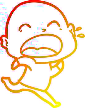 warm gradient line drawing cartoon shouting bald man vector