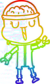 rainbow gradient line drawing happy cartoon robot vector