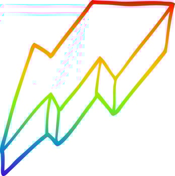 rainbow gradient line drawing cartoon decorative lightning bolt vector