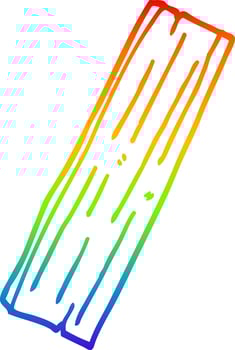 rainbow gradient line drawing cartoon plank of wood vector
