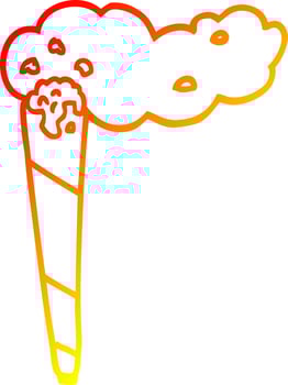warm gradient line drawing cartoon marijuana joint vector