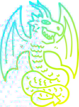cold gradient line drawing cartoon dragon vector