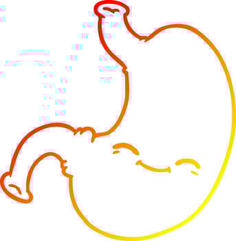 warm gradient line drawing cartoon stomach vector