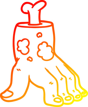 warm gradient line drawing spooky zombie hand cartoon vector