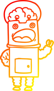 warm gradient line drawing cartoon robot vector