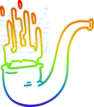 rainbow gradient line drawing cartoon smoking pipe vector