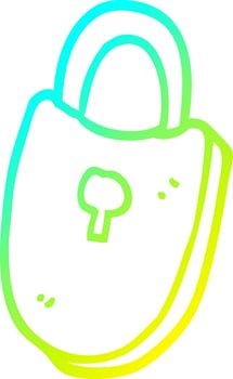 cold gradient line drawing cartoon treasure lock vector