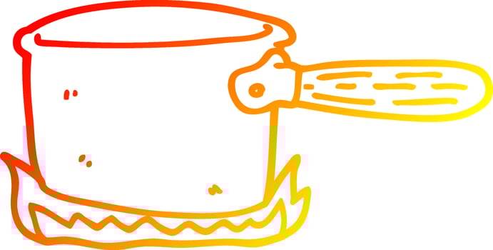 warm gradient line drawing cartoon cooking pan vector