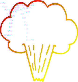 warm gradient line drawing cartoon whooshing cloud vector