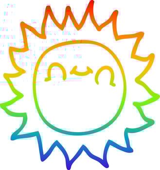 rainbow gradient line drawing cartoon happy sunshine vector