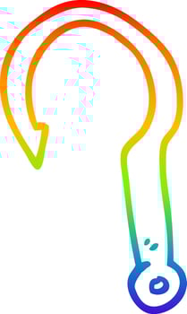 rainbow gradient line drawing cartoon fish hook vector