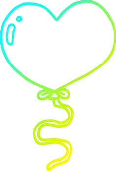cold gradient line drawing cartoon love heart balloon vector