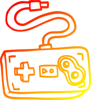 warm gradient line drawing cartoon game controller vector