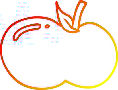 warm gradient line drawing cartoon apple vector