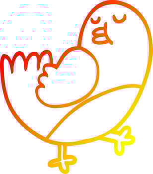 warm gradient line drawing cartoon christmas robin vector