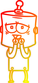 warm gradient line drawing cartoon robot vector